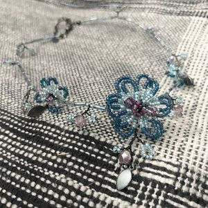 Blue Flower Chocker Necklace